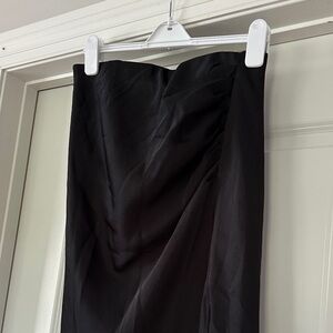 a new day | Black Ruched Midi Skirt